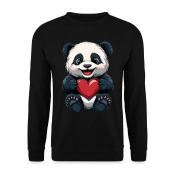 Cute Panda with Heart - Love Design - Unisex Sweatshirt - black - Front - Alina (178cm) & Michal (187cm)