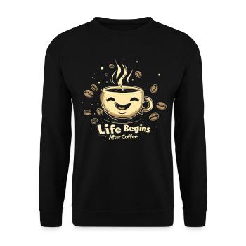 Life Begins After Coffee - Funny Coffee Mug - Unisex Sweatshirt - black - Front - Alina (178cm) & Michal (187cm)
