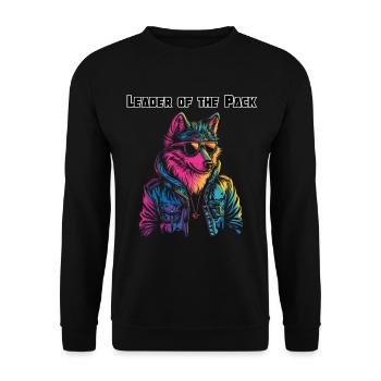 Leader of the Pack - Neon Wolf Design - Unisex Sweatshirt - black - Front - Alina (178cm) & Michal (187cm)
