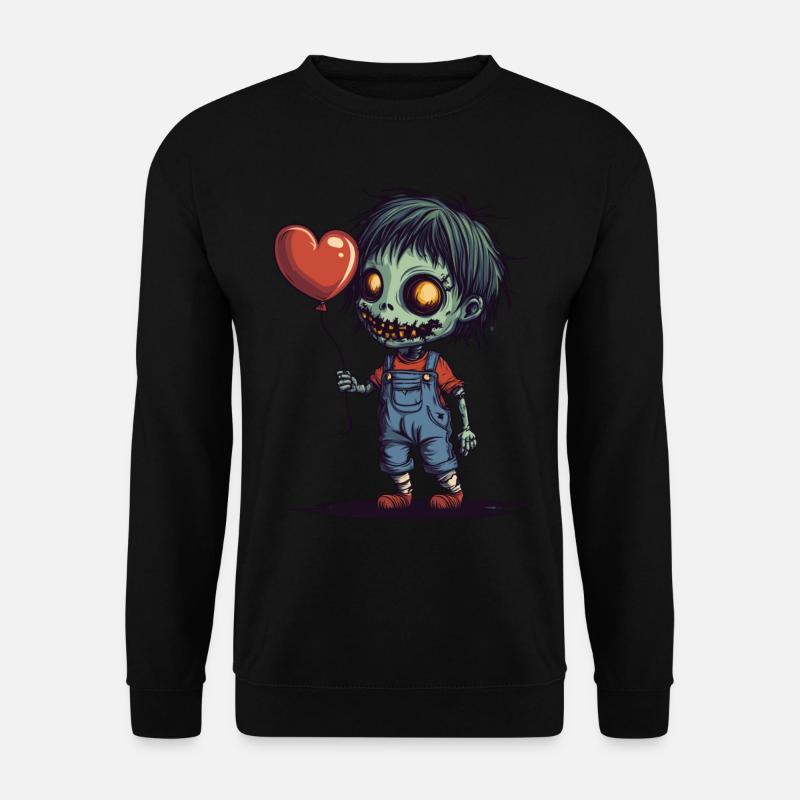 Zombiekind mit Herzballon - Süß und Gruselig - Unisex Pullover - Schwarz
