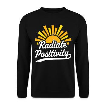 Strahlen Sie Positivität aus - Unisex Pullover - Schwarz - Vorne - Alina (178cm) & Michal (187cm)