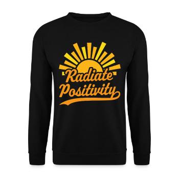 Strahlen Sie Positivität aus - Unisex Pullover - Schwarz - Vorne - Alina (178cm) & Michal (187cm)