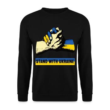 stand with ukraine Fist Ukrainer - Unisex Sweatshirt - black - Front - Alina (178cm) & Michal (187cm)