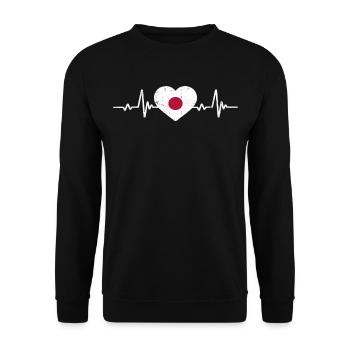 Japan Heart Japanese Flag Retro - Unisex Sweatshirt - black - Front - Alina (178cm) & Michal (187cm)