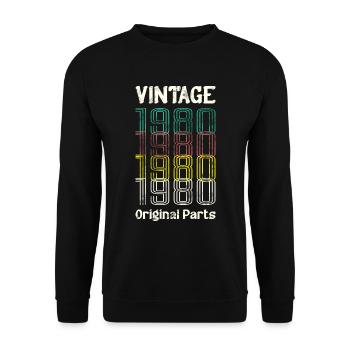 Vintage 1980 Original Parts. 80 Birthday Retro J - Unisex Sweatshirt - black - Front - Alina (178cm) & Michal (187cm)