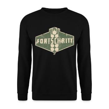 IFA FORTSCHRITT - Retro Logo Ostalgie LPG - Unisex Pullover - Schwarz - Vorne - Alina (178cm) & Michal (187cm)