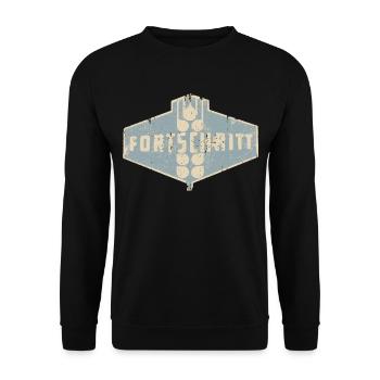 FORTSCHRITT - Retro - Ostalgie - DDR - Unisex Pullover - Schwarz - Vorne - Alina (178cm) & Michal (187cm)