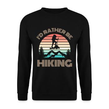 JE PRÉFÈRE FAIRE DE LA RANDONNÉE Randonnée Dire Rétro Sun - Sweat-shirt Unisexe - noir - Devant - Alina (178cm) & Michal (187cm)