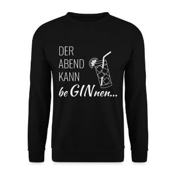Gin - Der Abend kann beginnen - Unisex Pullover - Schwarz - Vorne - Alina (178cm) & Michal (187cm)