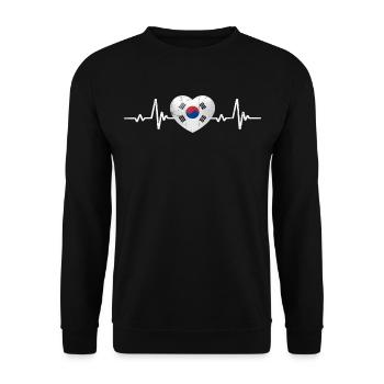 Corée du Sud Coeur Drapeau Sud-Coréen Rétro - Sweat-shirt Unisexe - noir - Devant - Alina (178cm) & Michal (187cm)