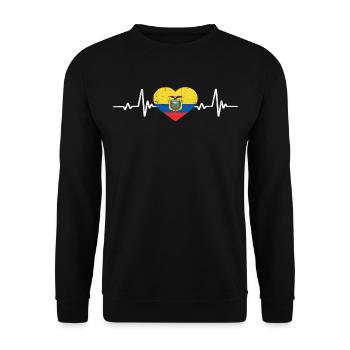 Équateur coeur drapeau rétro - Sweat-shirt Unisexe - noir - Devant - Alina (178cm) & Michal (187cm)