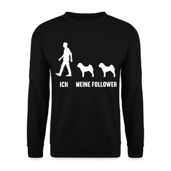 Ich Meine Follwer Shar pei - Unisex Pullover - Schwarz - Vorne - Alina (178cm) & Michal (187cm)