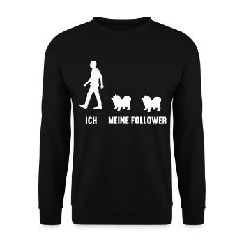 Ich meine Follower Chow Chow Chowbesitzer Chowfan - Unisex Pullover - Schwarz - Vorne - Alina (178cm) & Michal (187cm)