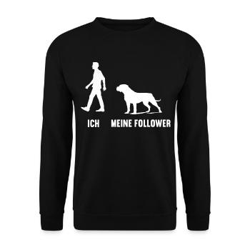 Ich meine Follower Cane Corso Cane Corsofan - Unisex Pullover - Schwarz - Vorne - Alina (178cm) & Michal (187cm)
