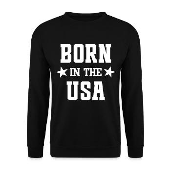 Geboren in den USA - Unisex Pullover - Schwarz - Vorne - Alina (178cm) & Michal (187cm)