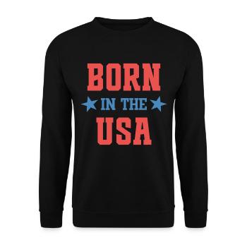 Geboren in den USA - Unisex Pullover - Schwarz - Vorne - Alina (178cm) & Michal (187cm)