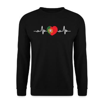 Portugal Heart Portuguese Flag Retro Gift - Unisex Sweatshirt - black - Front - Alina (178cm) & Michal (187cm)
