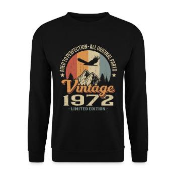 Vintage Retro Jahrgang 1972 Original - Unisex Pullover - Schwarz - Vorne - Alina (178cm) & Michal (187cm)