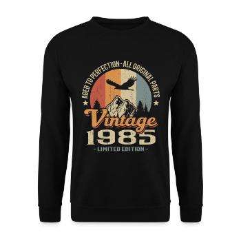 Vintage retro 1985 - Sweat-shirt Unisexe - noir - Devant - Alina (178cm) & Michal (187cm)