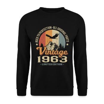 Vintage Retro Jahrgang 1963 Original - Unisex Pullover - Schwarz - Vorne - Alina (178cm) & Michal (187cm)