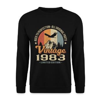 Vintage Retro Jahrgang 1983 Original - Unisex Pullover - Schwarz - Vorne - Alina (178cm) & Michal (187cm)