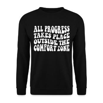All progress takes place outside the comfort zone - Unisex Pullover - Schwarz - Vorne - Alina (178cm) & Michal (187cm)
