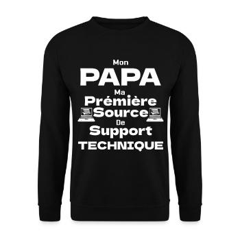 Mon Papa ma Prémière Source de Support Technique - Sweat-shirt Unisexe - noir - Devant - Alina (178cm) & Michal (187cm)
