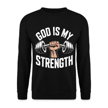 God is my strength! Believing Christian Jesus - Unisex Sweatshirt - black - Front - Alina (178cm) & Michal (187cm)