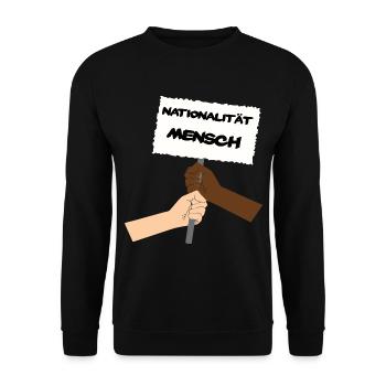 Antifaschismus Nationalität Mensch Antirassismus - Unisex Pullover - Schwarz - Vorne - Alina (178cm) & Michal (187cm)