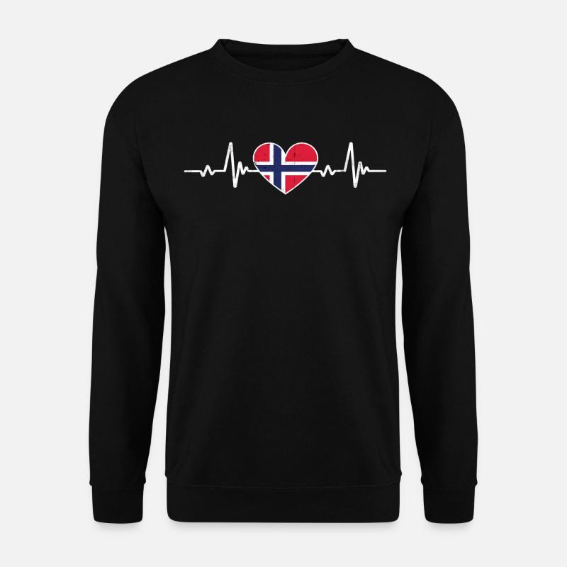 Norwegen Herz Norwegische Flagge Retro - Unisex Pullover - Schwarz