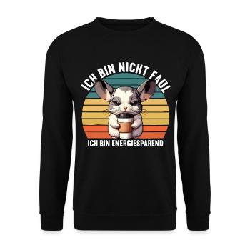 Ich Bin Nicht Faul Chinchilla Chinchillas Nager - Unisex Pullover - Schwarz - Vorne - Alina (178cm) & Michal (187cm)