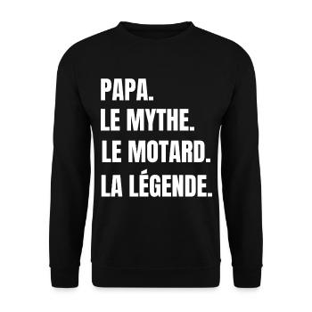 Papa le mythe le motard la légende père cadeau - Sweat-shirt Unisexe - noir - Devant - Alina (178cm) & Michal (187cm)