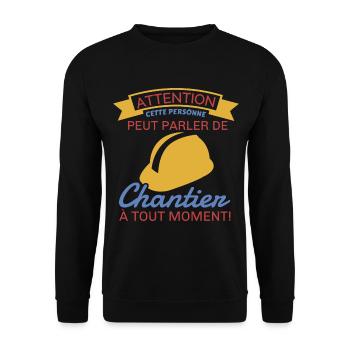 Maçon Cadeau peut parler de chantier à tout moment - Sweat-shirt Unisexe - noir - Devant - Alina (178cm) & Michal (187cm)