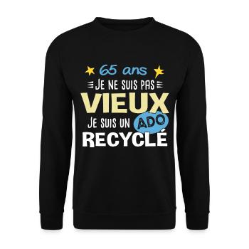 65 ans anniversaire papy fête des pères humour - Sweat-shirt Unisexe - noir - Devant - Alina (178cm) & Michal (187cm)