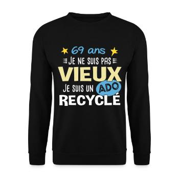 69 ans anniversaire papy fête des pères humour - Sweat-shirt Unisexe - noir - Devant - Alina (178cm) & Michal (187cm)
