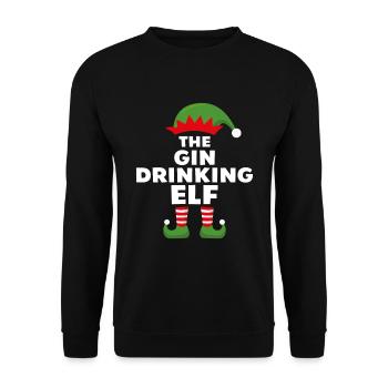 Der Gin trinkende Elf - Unisex Pullover - Schwarz - Vorne - Alina (178cm) & Michal (187cm)