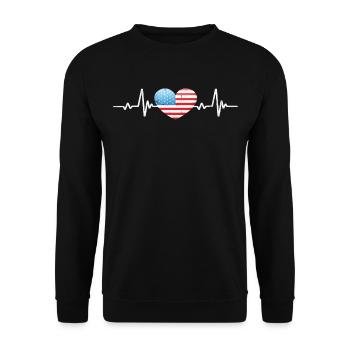 USA Herz Amerikanische Flagge Retro - Unisex Pullover - Schwarz - Vorne - Alina (178cm) & Michal (187cm)