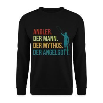 Angler Der Mann Der Mythos Der Anglergott Fischer - Unisex Pullover - Schwarz - Vorne - Alina (178cm) & Michal (187cm)