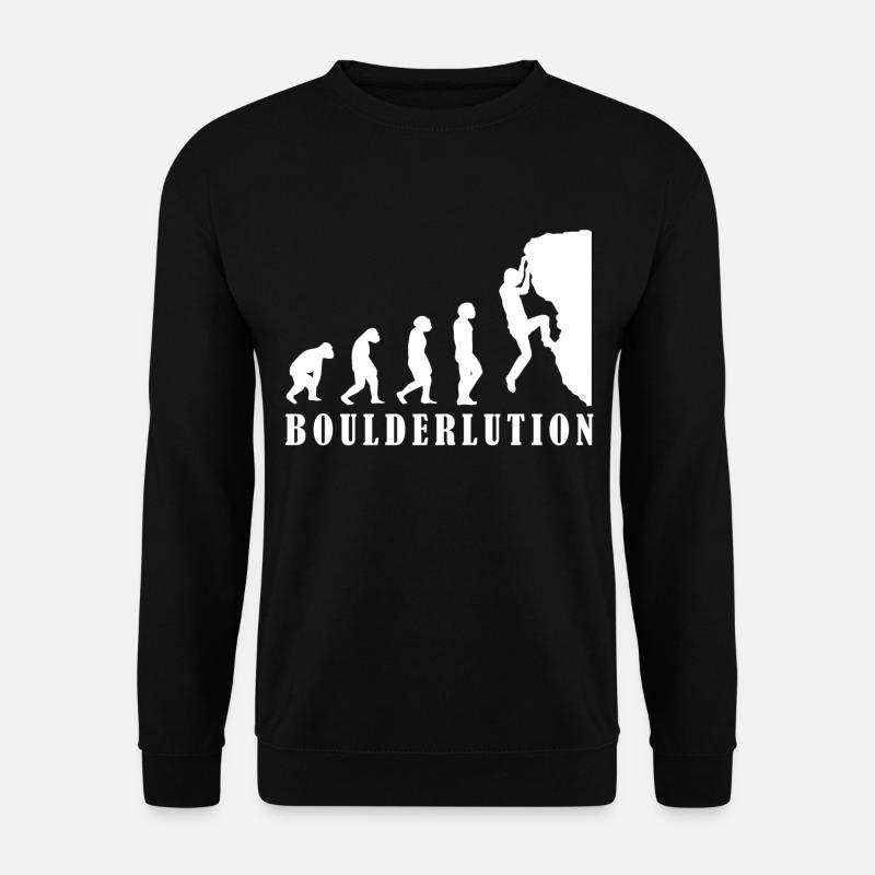 Bouldern Klettern Evolution Bergsteiger Geschenk - Unisex Pullover - Schwarz