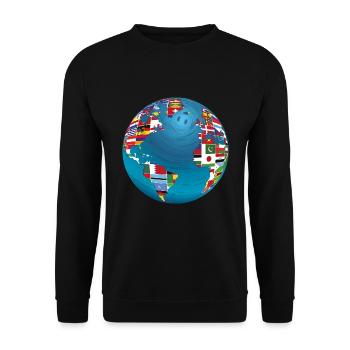 Carte du monde globe terrestre globe pays drapeaux continents - Sweat-shirt Unisexe - noir - Devant - Alina (178cm) & Michal (187cm)