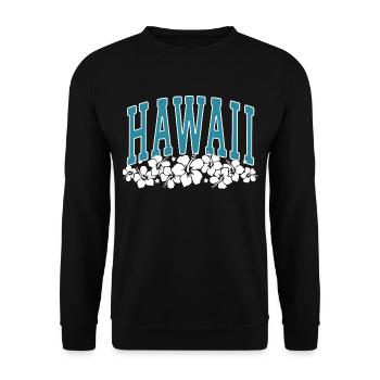 HAWAII - Hibiskus - Surfer - Sommer - Unisex Pullover - Schwarz - Vorne - Alina (178cm) & Michal (187cm)