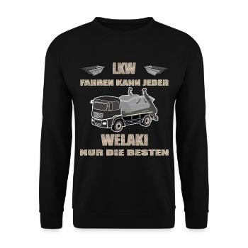 LKW Muldenkipper Absetzkipper - Unisex Pullover - Schwarz - Vorne - Alina (178cm) & Michal (187cm)
