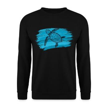 Meeresschildkröte Sea Turtle - Unisex Pullover - Schwarz - Vorne - Alina (178cm) & Michal (187cm)