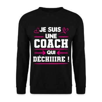 cadeau marrant coach femme qui déchire - Sweat-shirt Unisexe - noir - Devant - Alina (178cm) & Michal (187cm)