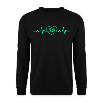 30. Geburtstag Herz 30 - Unisex Pullover - Schwarz - Vorne - Alina (178cm) & Michal (187cm)