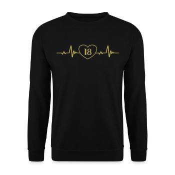 18. Geburtstag Herz 18 - Unisex Pullover - Schwarz - Vorne - Alina (178cm) & Michal (187cm)
