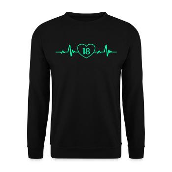 18. Geburtstag Herz 18 - Unisex Pullover - Schwarz - Vorne - Alina (178cm) & Michal (187cm)