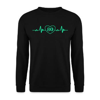 80. Geburtstag Herz 80 - Unisex Pullover - Schwarz - Vorne - Alina (178cm) & Michal (187cm)
