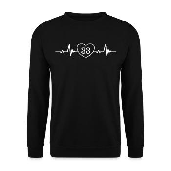 33rd Birthday Heart 33 - Unisex Sweatshirt - black - Front - Alina (178cm) & Michal (187cm)