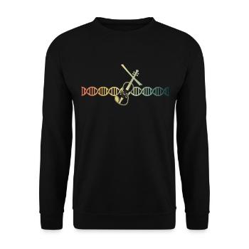 Geige Violine DNA DNS im Blut - Unisex Pullover - Schwarz - Vorne - Alina (178cm) & Michal (187cm)